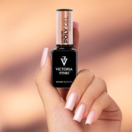 Poligel Líquido Silver Haze 15 ml | Rosa perlado con destellos plata
