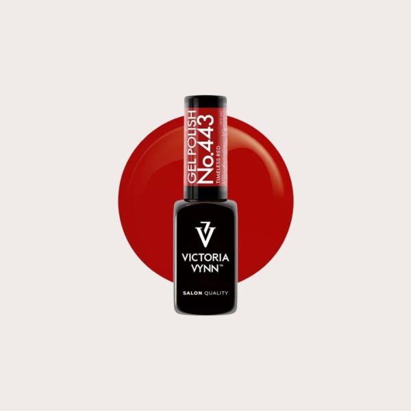 Esmalte gel rojo clásico 443 Timeless Red de la colección Ladies Love Red con acabado brillante profesional