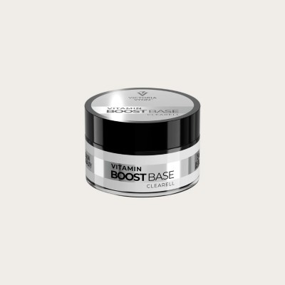 Vitamin Boost Base Clearell 12 ml en tarro con fibra de vidrio y vitaminas para uñas