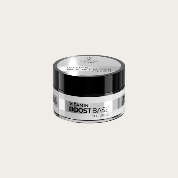 Vitamin Boost Base Clearell 12 ml en tarro con fibra de vidrio y vitaminas para uñas