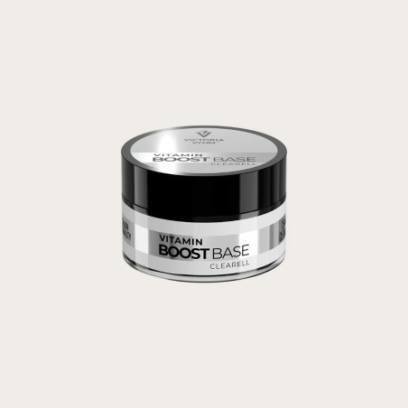 Vitamin Boost Base Clearell 12 ml en tarro con fibra de vidrio y vitaminas para uñas