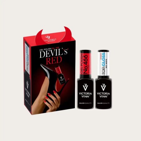 Pack Gel Polish 466 Devil’s Red con Top Oh My Gloss Victoria Vynn