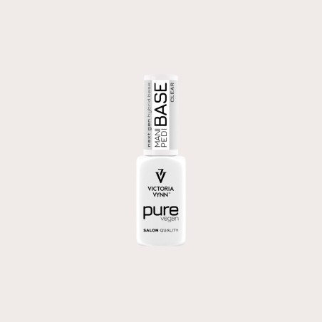 Pure Vegan Mani Pedi Base Clear 8 ml base híbrida transparente para manicura y pedicura Victoria Vynn