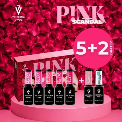 Pack Pink Scandal Victoria Vynn con 5 esmaltes Gel Polish rosa neón, Hello Base y Top Oh My Gloss 2