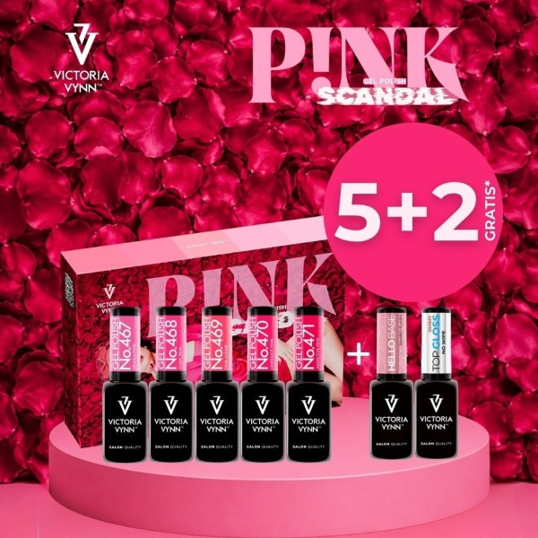 Pack Gel Polish Pink Scandal + Hello Base + Top Oh! My Gloss | Victori