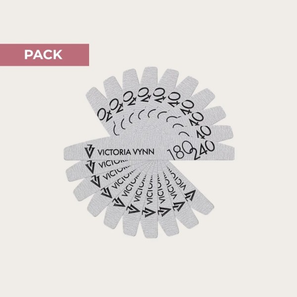 Pack 10 Limas White Crescent 180/240 Victoria Vynn para uñas naturales, gel y acrylgel