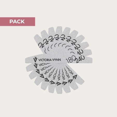 Pack 10 Limas White Crescent 180/240 Victoria Vynn para uñas naturales, gel y acrylgel