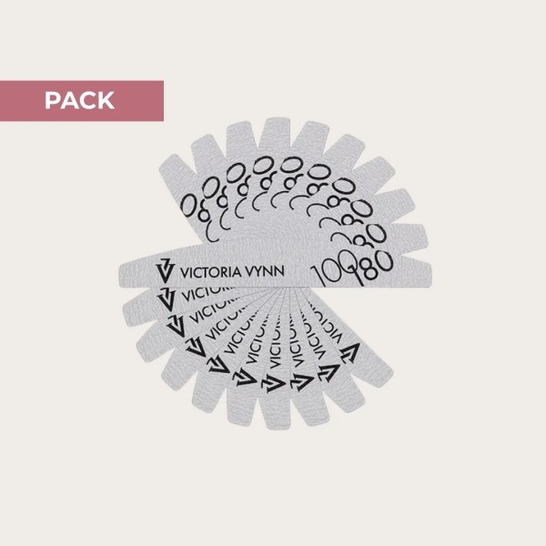 Pack 10 Limas White Crescent 100/180 Victoria Vynn para uñas de gel, acrílico y acrylgel