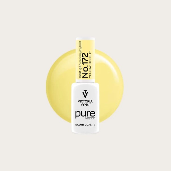  Botella Pure Vegan Creamy Hybrid 172 Yellow Delight esmalte semipermanente vegano HEMA Free