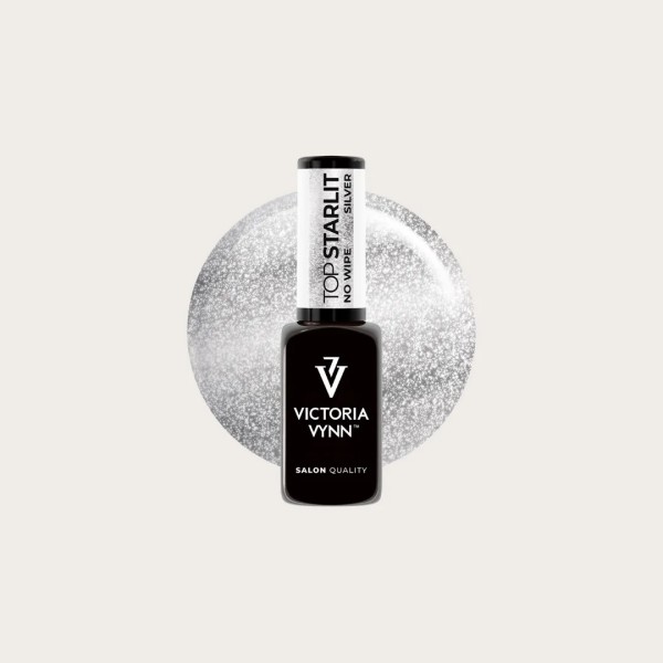  Gel Polish Top Starlit Silver No Wipe top transparente con brillo plateado