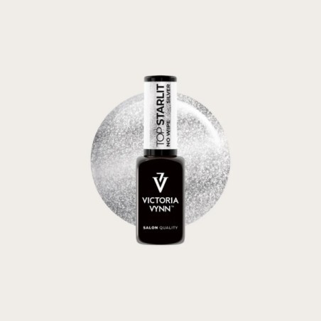 Gel Polish Top Starlit Silver No Wipe top transparente con brillo plateado