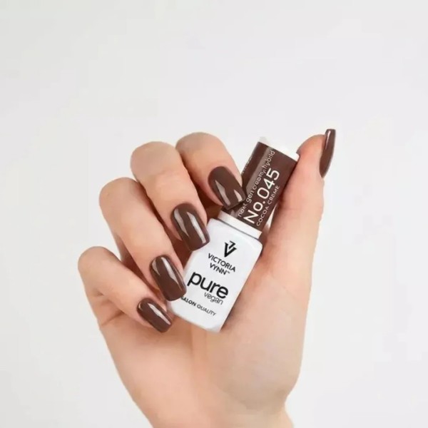 Pure Vegan Creamy Hybrid 045 Cocoa Creme manicura marrón cacao con acabado brillante
