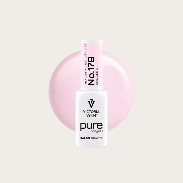 Pure Vegan Creamy Hybrid 179 Success esmalte híbrido vegano con swatch rosa pálido