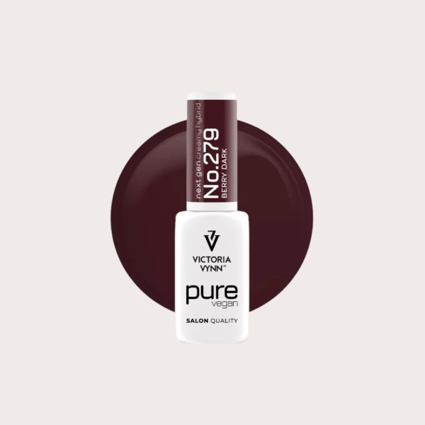 Pure Vegan Creamy Hybrid 279 Berry Dark esmalte híbrido vegano burdeos