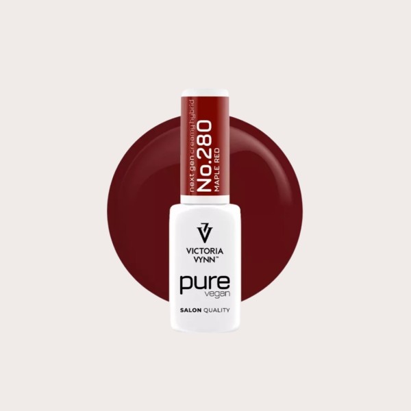 Pure Vegan Creamy Hybrid 280 Maple Red esmalte híbrido vegano rojo intenso