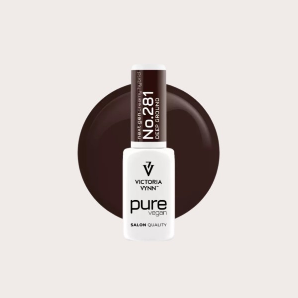 Pure Vegan Creamy Hybrid 281 Deep Ground esmalte híbrido vegano marrón oscuro