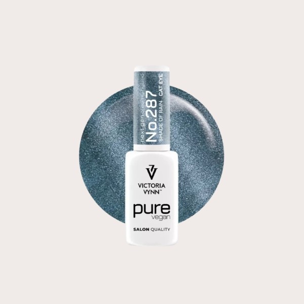 Pure Vegan Creamy Hybrid 287 Shade of Rain esmalte híbrido vegano azul con efecto Cat Eye
