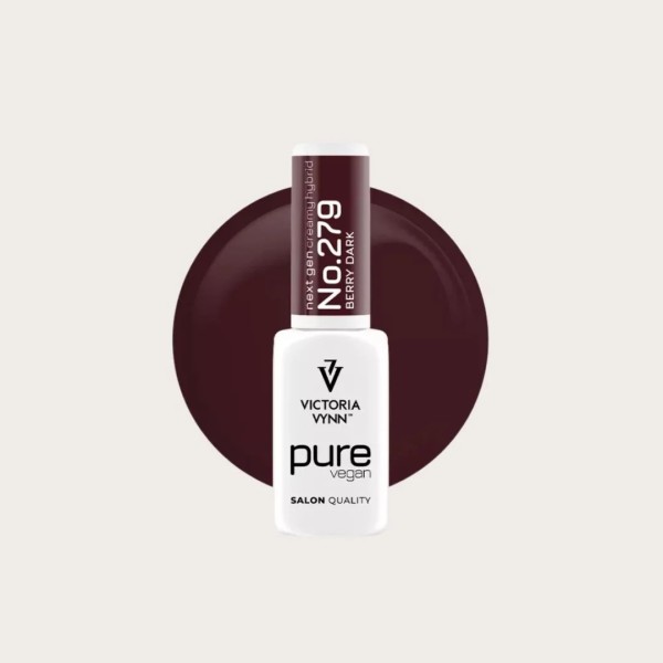  Pure Vegan Creamy Hybrid 279 Berry Dark Victoria Vynn con muestra de color ciruela oscuro