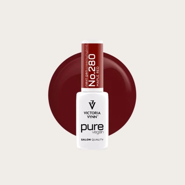  Pure Vegan Creamy Hybrid 280 Maple Red Victoria Vynn con muestra de color rojo intenso