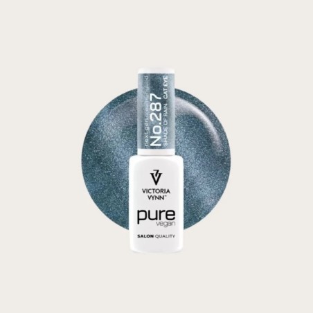  Pure Vegan Creamy Hybrid 287 Shade of Rain esmalte azul grisáceo efecto cat eye Victoria Vynn