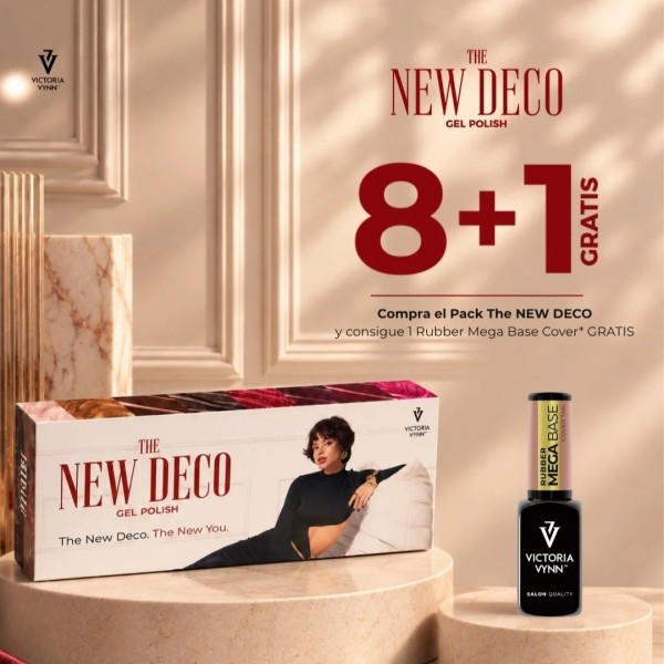  Pack Gel Polish THE NEW DECO de Victoria Vynn con 8 tonos y 1 Rubber Mega Base Cover gratis