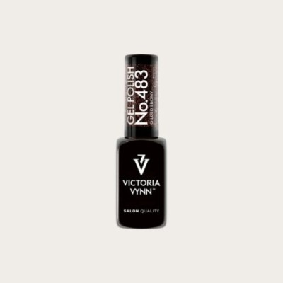 Gel Polish 483 Gilded Ebony esmalte semipermanente marrón oscuro con destellos dorados de Victoria Vynn
