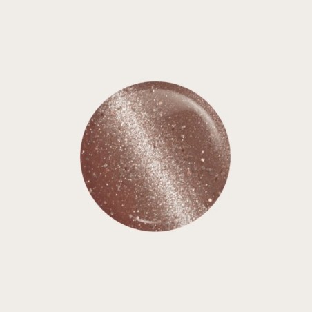  Gel Polish 486 Travertine muestra del tono beige rosado con partículas brillantes y reflejo magnético