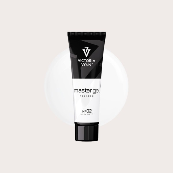 Master Gel 02 Milky White de Victoria Vynn gel de construcción blanco lechoso con muestra de color