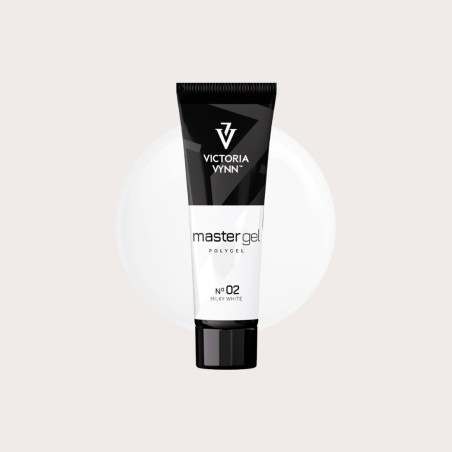 Master Gel 02 Milky White de Victoria Vynn gel de construcción blanco lechoso con muestra de color