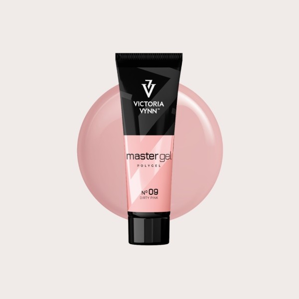 Master Gel 09 Dirty Pink de Victoria Vynn gel acrílico rosa empolvado con muestra de color