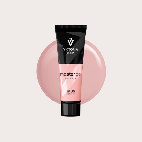 Master Gel 09 Dirty Pink de Victoria Vynn gel acrílico rosa empolvado con muestra de color