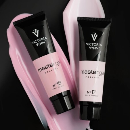 Victoria Vynn Master Gel 16 Pink Shake y Master Gel 17 Milk Shake, geles acrílicos rosas y blanco lechoso.